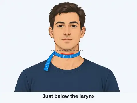 Original diagram showing a level neck circumference measurement just below the larynx